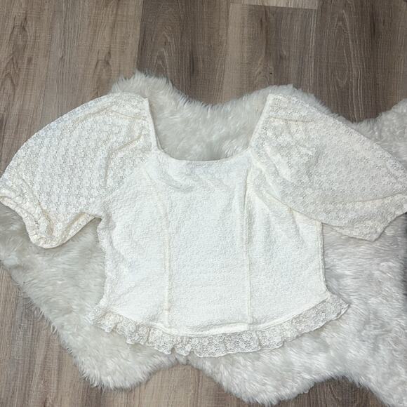 Jessica Simpson Ivory Cream Lace Blouse Sz M/L - Picture 10 of 10